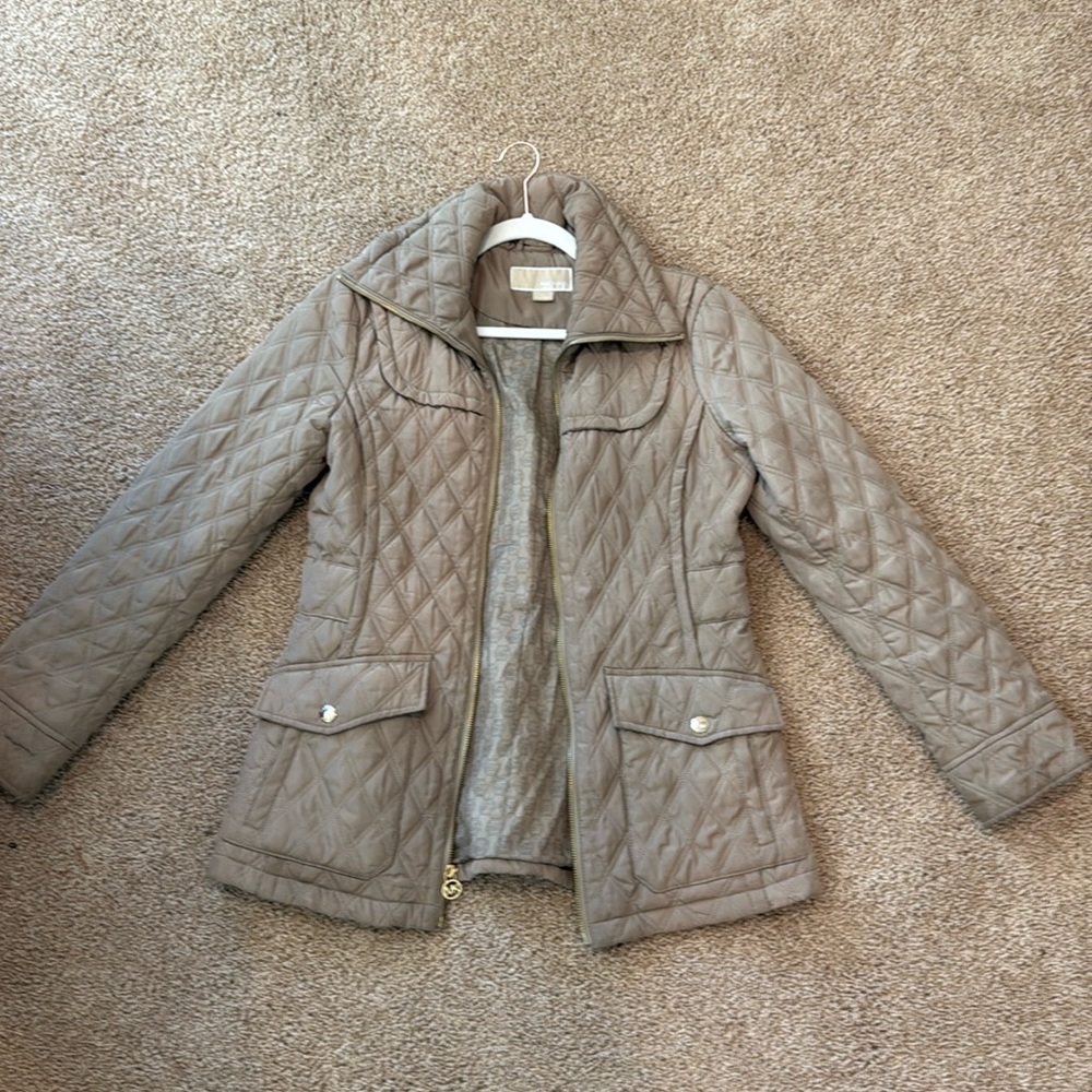 Ladies Michael Kors Beige Quilted Coat